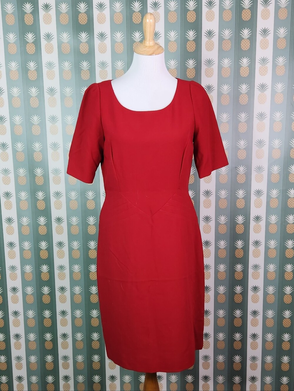Tahari Classic Red Scoop Neck Sheath Dress